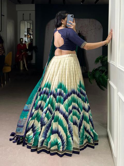 Artriddhs Dola silk D NO DEGITAL 15 Blue Customized lehenga choli in Gujarat